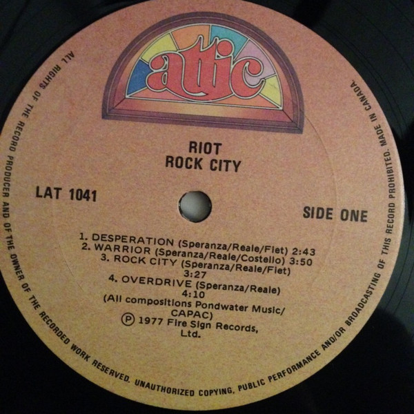 Riot - Rock City | Attic (LAT 1041) - 3