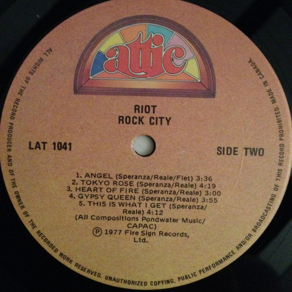 Riot - Rock City | Attic (LAT 1041) - 4