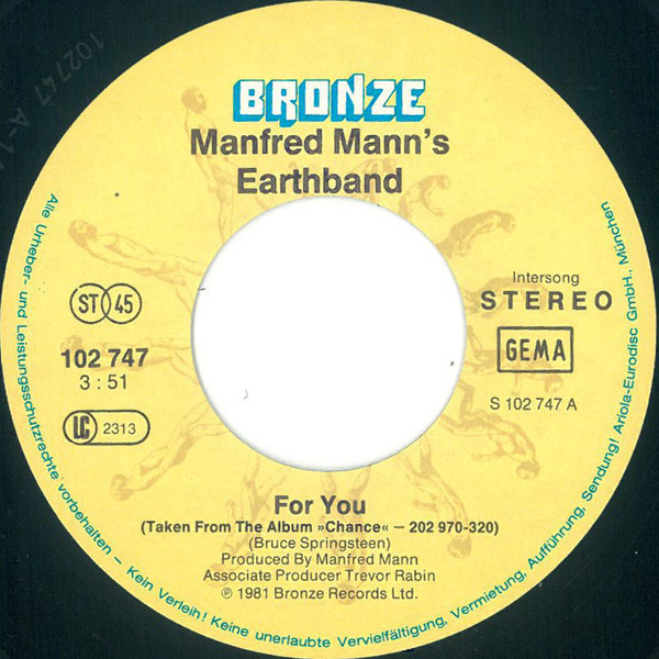 Manfred Mann's Earth Band - For You / A Fool I Am | Bronze (102 747) - 3