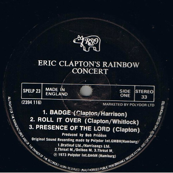 Eric Clapton - Eric Clapton's Rainbow Concert | RSO (SPELP 23) - 3 Eric Clapton - Eric Clapton's Rainbow Concert | RSO (SPELP 23) - 3
