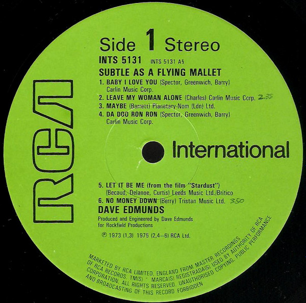 Dave Edmunds - Subtle As A Flying Mallet | RCA International (INTS 5131) - 3