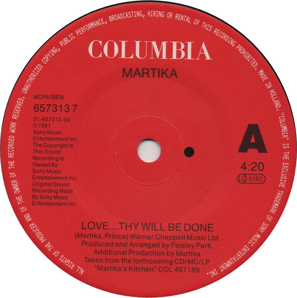 Martika - Love...Thy Will Be Done | Columbia (657313 7) - 3