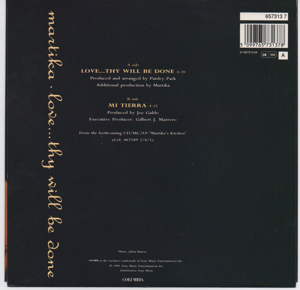 Martika - Love...Thy Will Be Done | Columbia (657313 7) - 2
