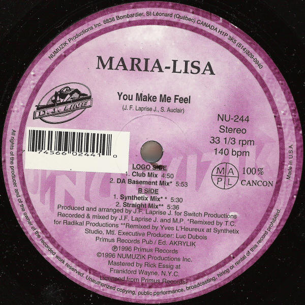 Maria-Lisa - You Make Me Feel | Numuzik Inc. (NU-244)