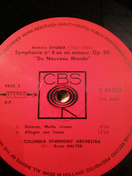 Antonín Dvořák , Columbia Symphony Orchestra , Bruno Walter - Symphonie "Du Nouveau Monde" | CBS (S 61017) - 4 Antonín Dvořák , Columbia Symphony Orchestra , Bruno Walter - Symphonie "Du Nouveau Monde" | CBS (S 61017) - 4