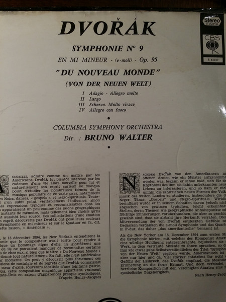 Antonín Dvořák , Columbia Symphony Orchestra , Bruno Walter - Symphonie "Du Nouveau Monde" | CBS (S 61017) - 2 Antonín Dvořák , Columbia Symphony Orchestra , Bruno Walter - Symphonie "Du Nouveau Monde" | CBS (S 61017) - 2