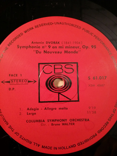 Antonín Dvořák , Columbia Symphony Orchestra , Bruno Walter - Symphonie "Du Nouveau Monde" | CBS (S 61017) - 3 Antonín Dvořák , Columbia Symphony Orchestra , Bruno Walter - Symphonie "Du Nouveau Monde" | CBS (S 61017) - 3