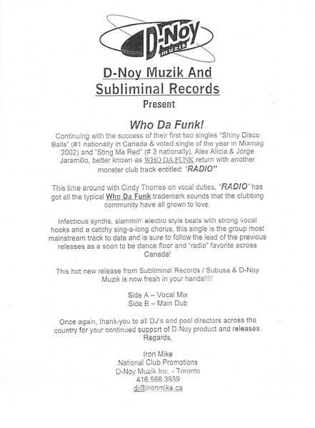 Who Da Funk - Radio (12") [Vinyl] | Subusa (SSA 04) - 4