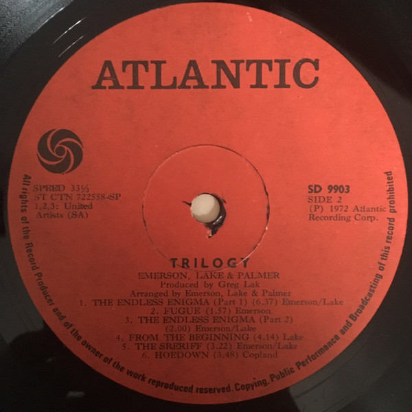 Emerson, Lake & Palmer - Trilogy | Atlantic (SD 9903) - 2