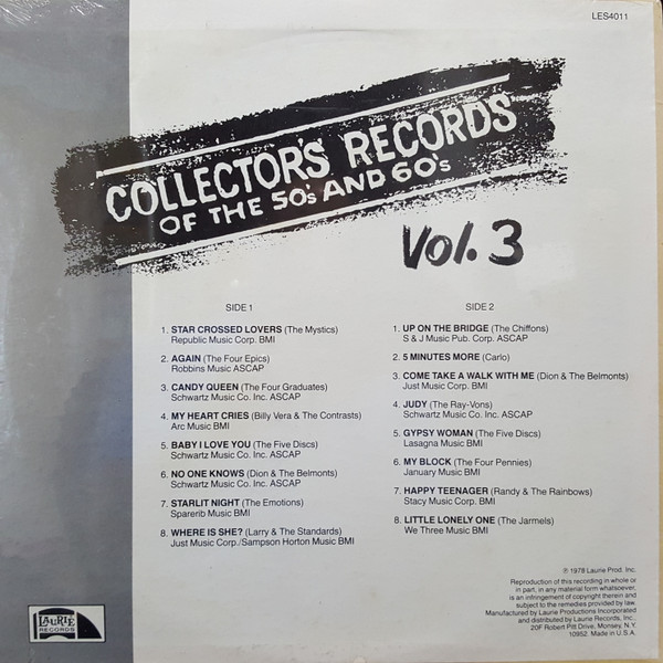 Various - Collector's Records Of The 50's And 60's Vol. 3 | Laurie Records (LES 4011) - 2 Various - Collector's Records Of The 50's And 60's Vol. 3 | Laurie Records (LES 4011) - 2
