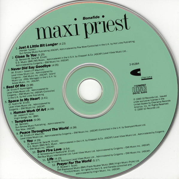 Maxi Priest - Bonafide | Charisma (2-91384) - 3 Maxi Priest - Bonafide | Charisma (2-91384) - 3