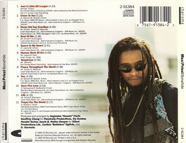 Maxi Priest - Bonafide | Charisma (2-91384) - 4 Maxi Priest - Bonafide | Charisma (2-91384) - 4