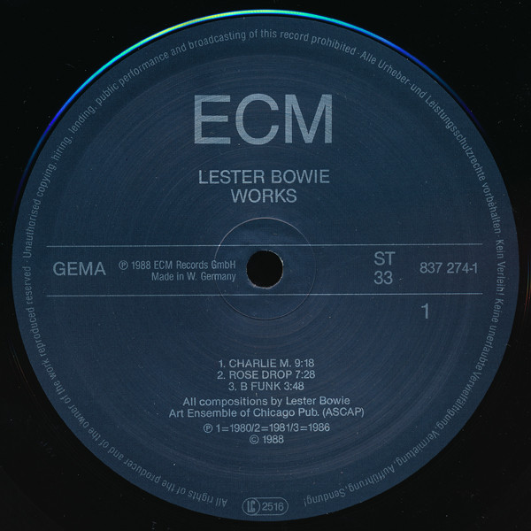 Lester Bowie - Works | ECM Records (837 274-1) - main