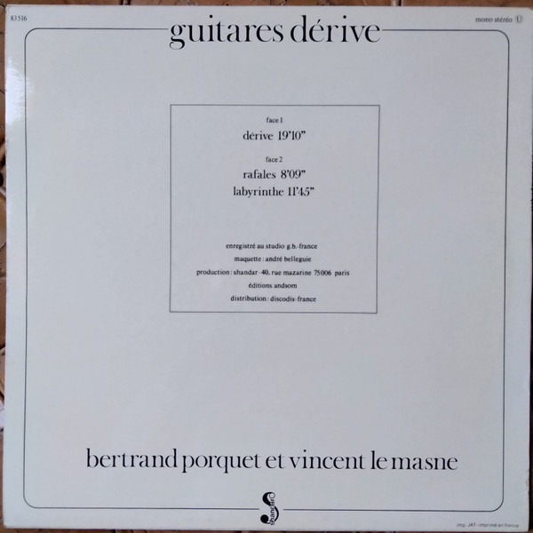 Vincent Le Masne et Bertrand Porquet - Guitares Dérive | Shandar (83 516) - 2 Vincent Le Masne et Bertrand Porquet - Guitares Dérive | Shandar (83 516) - 2