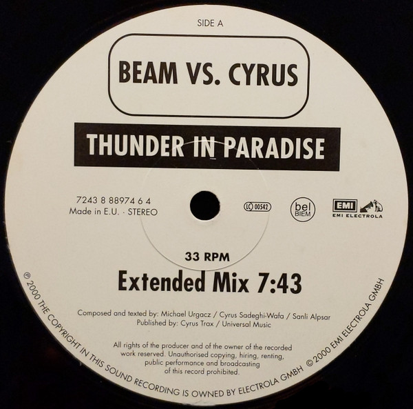 Beam Vs. Cyrus - Thunder In Paradise | EMI Electrola (7243 8 88974 6 4) - 3 Beam Vs. Cyrus - Thunder In Paradise | EMI Electrola (7243 8 88974 6 4) - 3