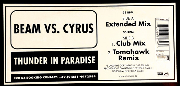 Beam Vs. Cyrus - Thunder In Paradise | EMI Electrola (7243 8 88974 6 4) - 2 Beam Vs. Cyrus - Thunder In Paradise | EMI Electrola (7243 8 88974 6 4) - 2