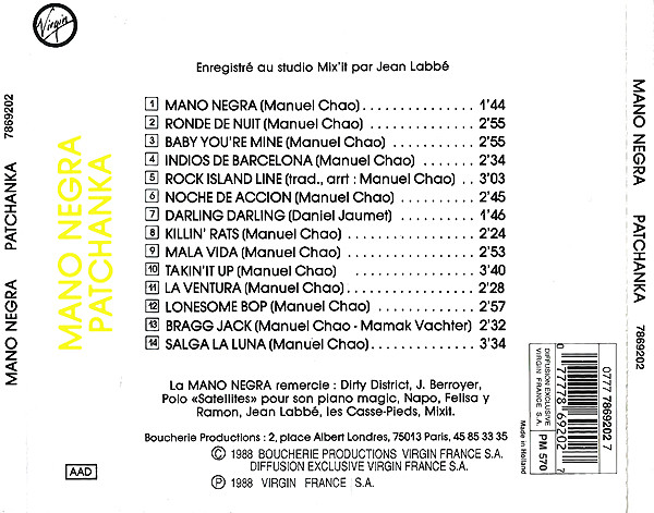 Mano Negra - Patchanka | Virgin (7869202) - 2