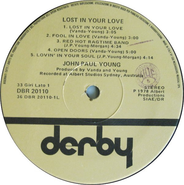 John Paul Young - Lost In Your Love | Derby (DBR 20110) - main John Paul Young - Lost In Your Love | Derby (DBR 20110) - main