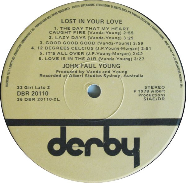 John Paul Young - Lost In Your Love | Derby (DBR 20110) - 2 John Paul Young - Lost In Your Love | Derby (DBR 20110) - 2