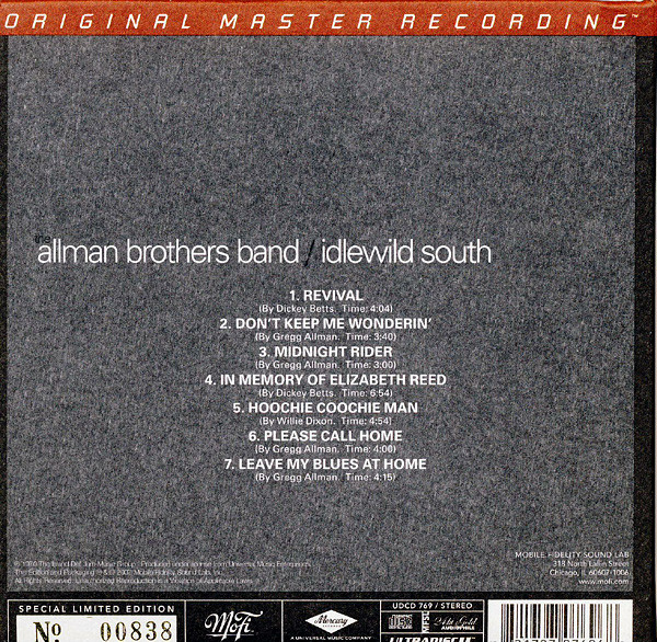 The Allman Brothers Band - Idlewild South | Mobile Fidelity Sound Lab (UDCD 769) - 3 The Allman Brothers Band - Idlewild South | Mobile Fidelity Sound Lab (UDCD 769) - 3