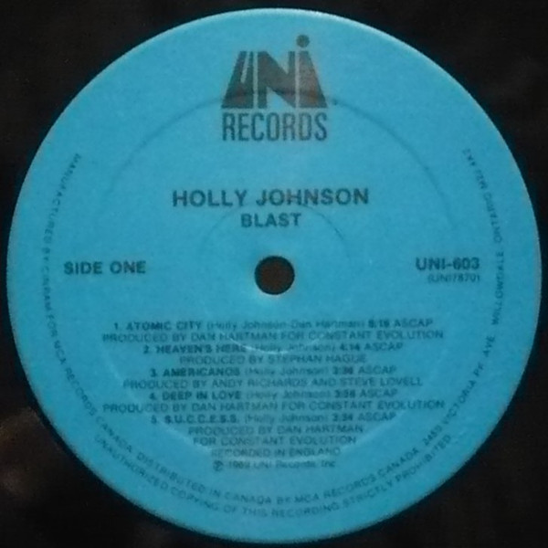 Holly Johnson - Blast | UNI Records (UNI-603) - 3 Holly Johnson - Blast | UNI Records (UNI-603) - 3