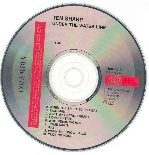 Ten Sharp - Under The Water-Line | Columbia (COL 469070 2) - 3