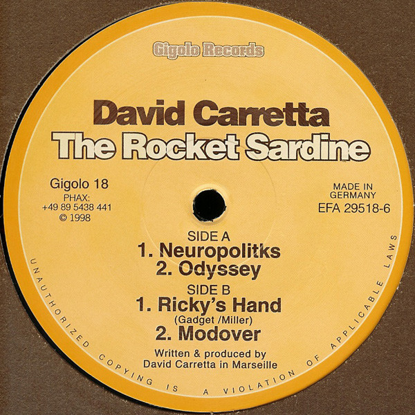 David Carretta - The Rocket Sardine | International Deejay Gigolo Records (Gigolo 18)