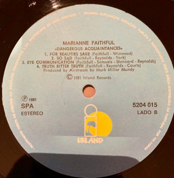 Marianne Faithfull - Dangerous Acquaintances | Island Records (5204 015) - 3