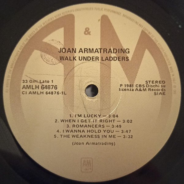 Joan Armatrading - Walk Under Ladders | A&M Records (AMLH 64876) - 3 Joan Armatrading - Walk Under Ladders | A&M Records (AMLH 64876) - 3