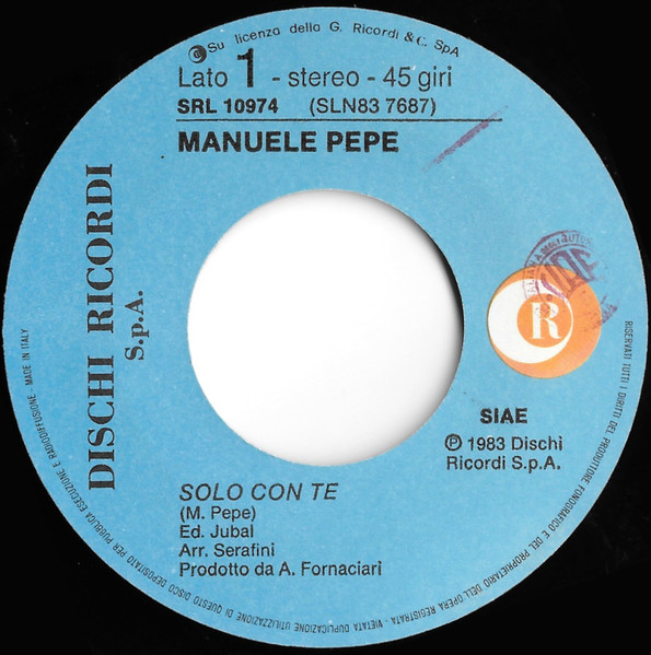 Manuele Pepe - Solo Con Te | Ricordi (SRL 10974) - 3