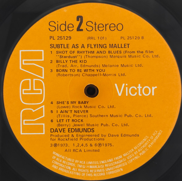 Dave Edmunds - Subtle As A Flying Mallet | RCA Victor (PL 25129) - 4 Dave Edmunds - Subtle As A Flying Mallet | RCA Victor (PL 25129) - 4