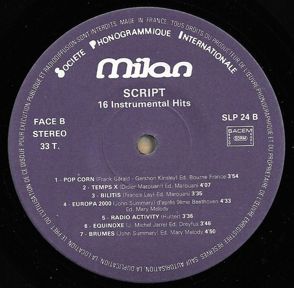 Script - 16 Electronic Hits | Milan (SLP 24) - 3