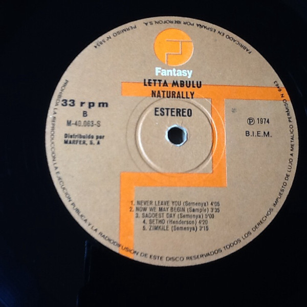 Letta Mbulu - Naturally | Fantasy (M 40-063 S) - 4