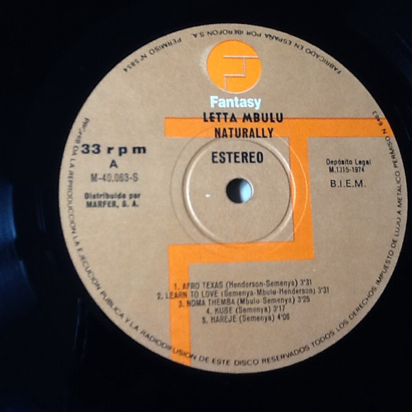 Letta Mbulu - Naturally | Fantasy (M 40-063 S) - 3