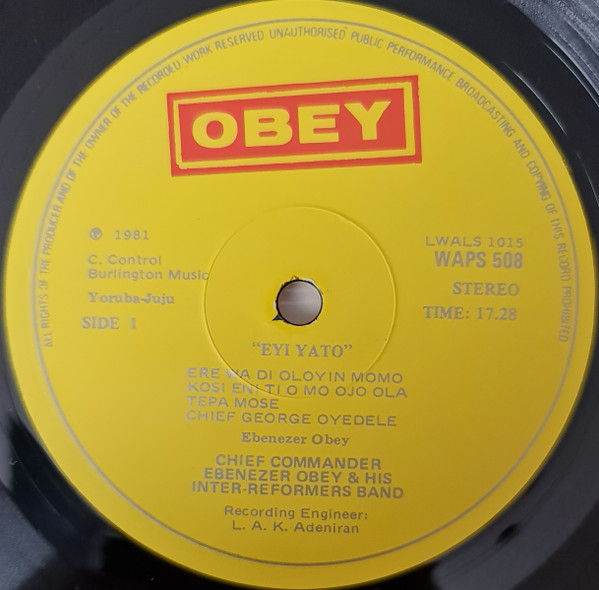 Chief Commander Ebenezer Obey & His Inter-Reformers Band - Eyi Yato | Obey (WAPS 508) - 3
