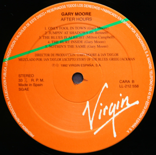 Gary Moore - After Hours | Virgin (LL-212 558) - 4