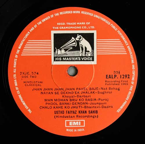 Faiyaz Khan - Ustad Faiyaz Khan Sahib | His Master's Voice (EALP. 1292) - 3 Faiyaz Khan - Ustad Faiyaz Khan Sahib | His Master's Voice (EALP. 1292) - 3