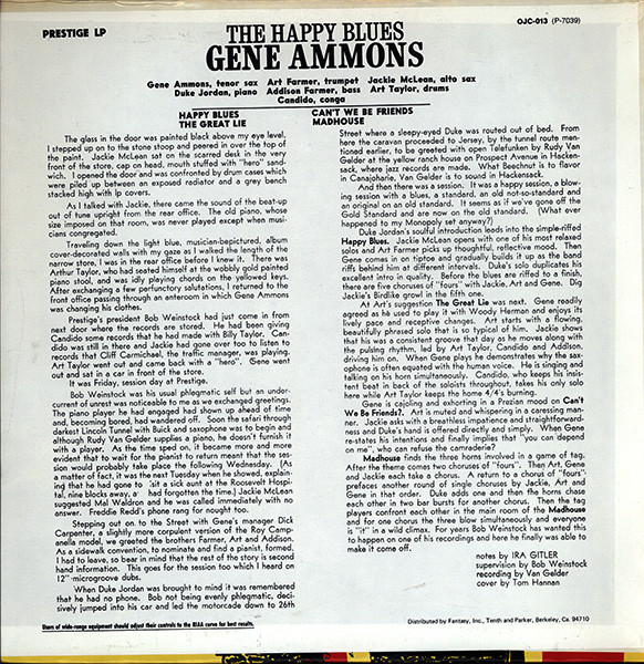 Gene Ammons - The Happy Blues | Original Jazz Classics (OJC-013) - 2