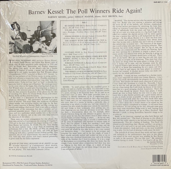 Barney Kessel , Shelly Manne , Ray Brown - The Poll Winners Ride Again! | Fantasy (OJC-607) - 2 Barney Kessel , Shelly Manne , Ray Brown - The Poll Winners Ride Again! | Fantasy (OJC-607) - 2