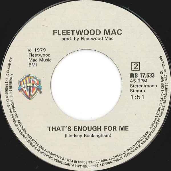 Fleetwood Mac - Sara | Warner Bros. Records (WB 17533) - 4