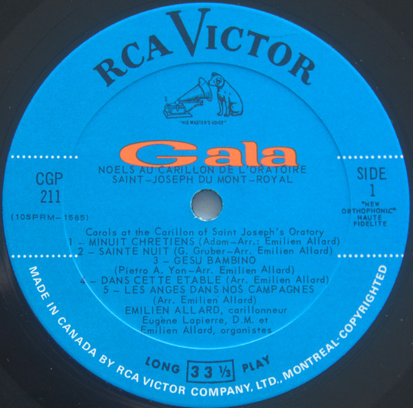 Émilien Allard - Noëls Au Carillon De L'Oratoire Saint-Joseph (Carols At The Carillon Of Saint Joseph's Oratory) | RCA Victor (CGP-211) - 3 Émilien Allard - Noëls Au Carillon De L'Oratoire Saint-Joseph (Carols At The Carillon Of Saint Joseph's Oratory) | RCA Victor (CGP-211) - 3