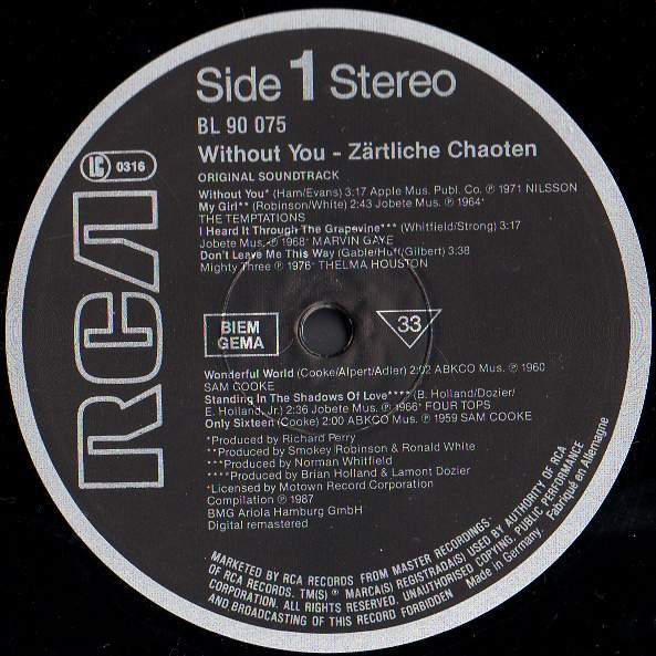 Various - Original Soundtrack «Without You» - Zärtliche Chaoten | RCA (BL 90075) - 3