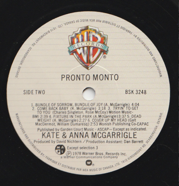 Kate & Anna McGarrigle - Pronto Monto | Warner Bros. Records (BSK 3248) - 4 Kate & Anna McGarrigle - Pronto Monto | Warner Bros. Records (BSK 3248) - 4