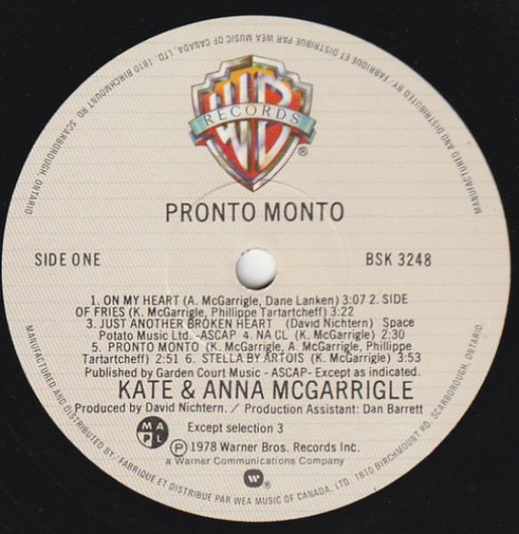 Kate & Anna McGarrigle - Pronto Monto | Warner Bros. Records (BSK 3248) - 3 Kate & Anna McGarrigle - Pronto Monto | Warner Bros. Records (BSK 3248) - 3