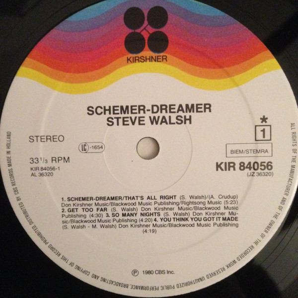 Steve Walsh - Schemer Dreamer | Kirshner (KIR 84056) - 3
