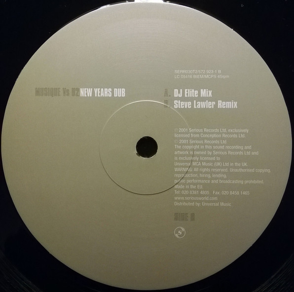 Musique Vs U2 - New Years Dub | Serious Records (SERR030T2) - 4