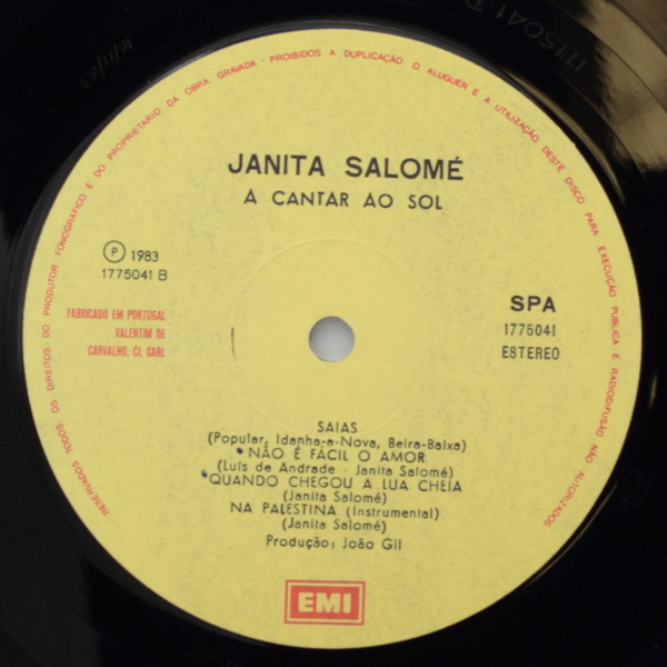 Janita Salomé - A Cantar Ao Sol | EMI (1775041) - 3 Janita Salomé - A Cantar Ao Sol | EMI (1775041) - 3