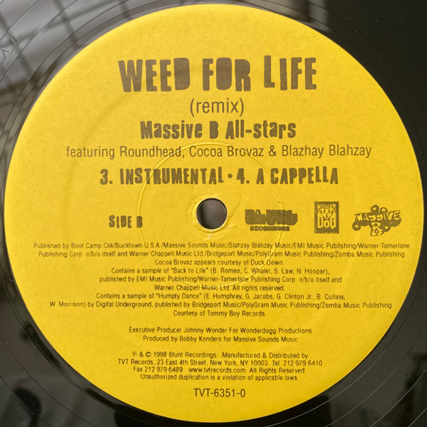 Massive B All Stars feat. Round Head , Cocoa Brovaz & Blahzay Blahzay - Weed For Life (Remix) | Blunt Recordings (TVT 6351 0) - 3