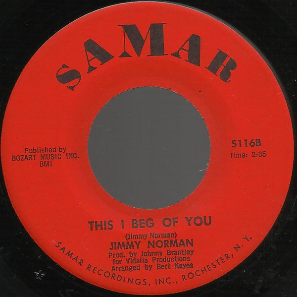 Jimmy Norman - Can You Blame Me / This I Beg Of You | Samar (S116) - 2