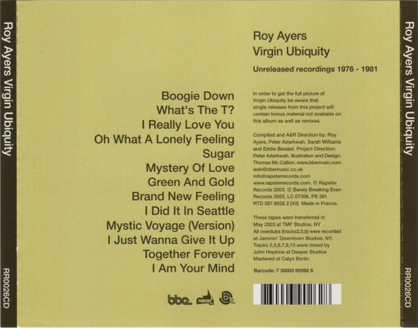 Roy Ayers - Virgin Ubiquity (Unreleased Recordings 1976-1981) CD | Rapster Records (RR0026CD) - 2 Roy Ayers - Virgin Ubiquity (Unreleased Recordings 1976-1981) CD | Rapster Records (RR0026CD) - 2